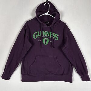 Guinness Casual Long Sleeve Hoodie Womens Medium Purple Drawstring STAINED